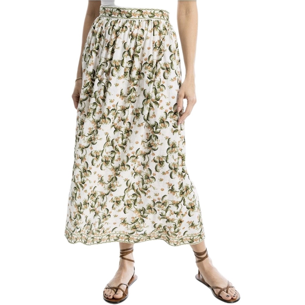 Max Studio London Cottagecore Floral Midi Skirt XL Boho Prairie Romantic Elastic